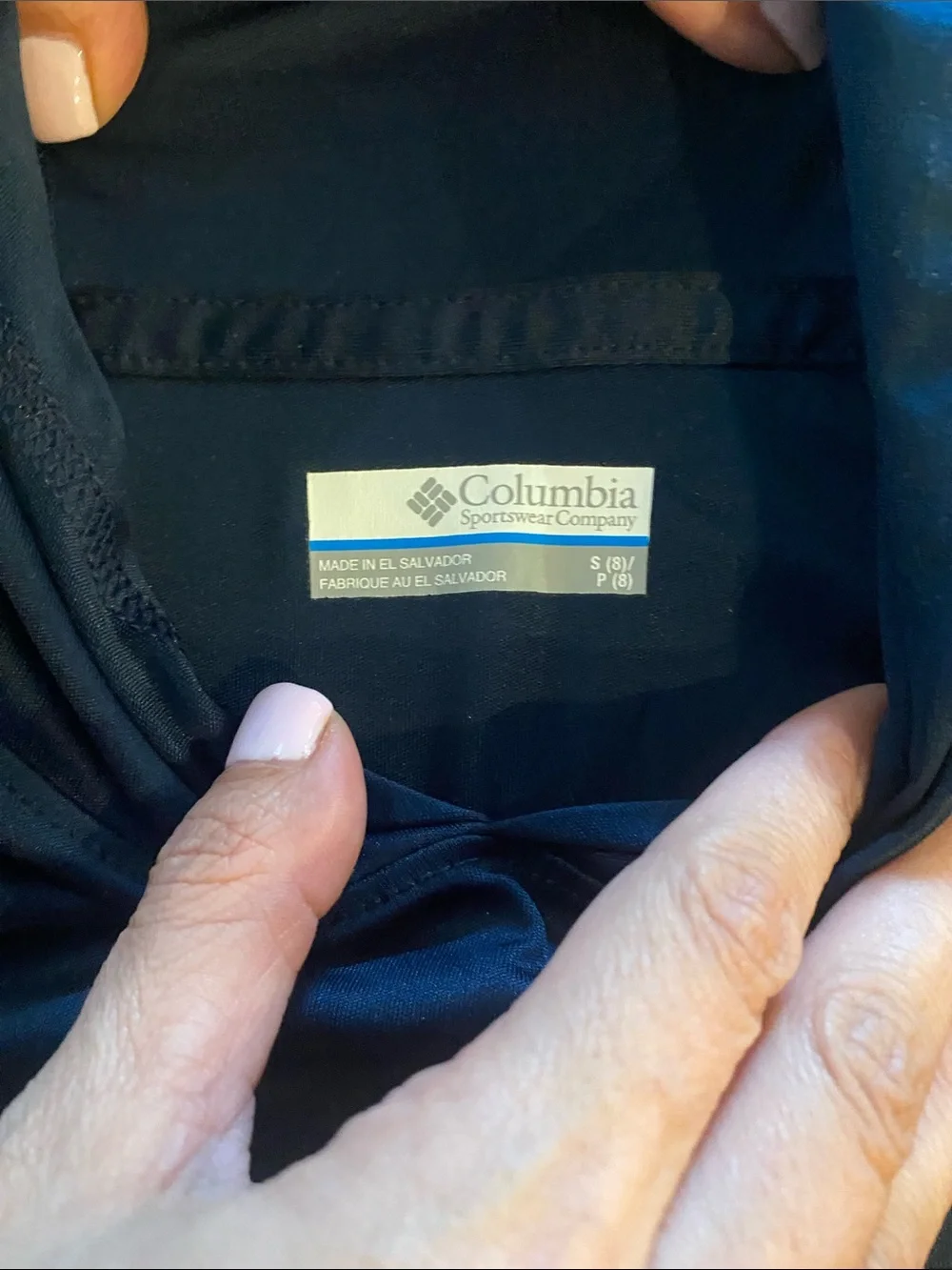 Columbia Navy Hooded Long-Sleeve Rashguard with Pink Sleeve Logo